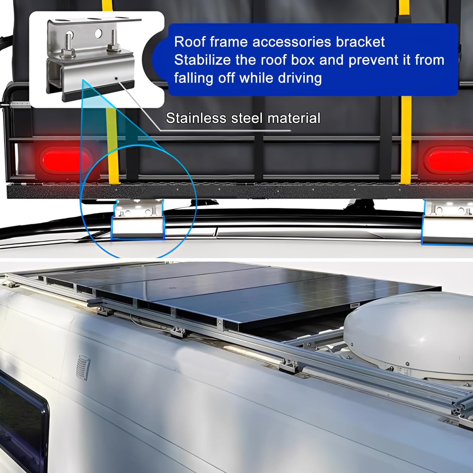 Van Roof Rack Mount Kit,4 pezzi in acciaio inox Van Roof Rack con chiave inglese, portapacchi in acciaio inox, kit di montaggio per barre portatutto per camper e yacht