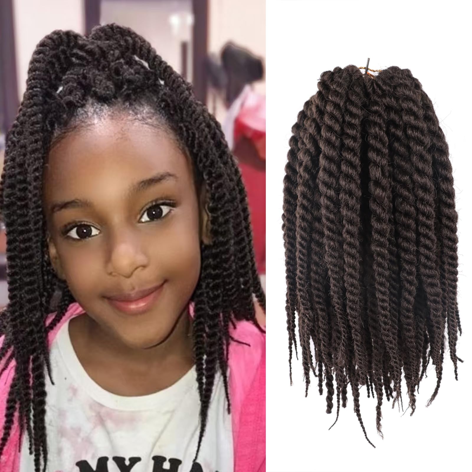 10 Inch Crochet Hair Senegalese Twist Pre Looped Jumbo Twist Crochet Hair for Black Women 7 Packs Havana Twist Crochet Braids Color 4 Short Crochet