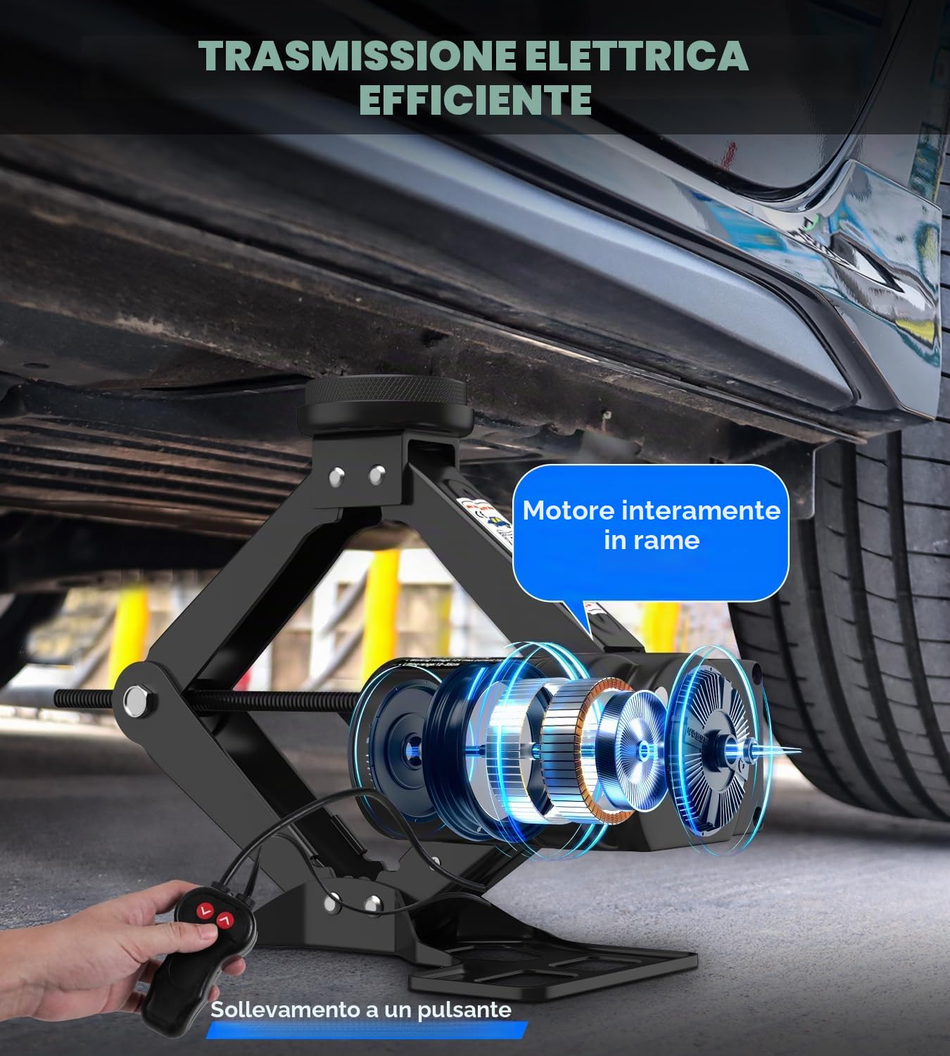 IMAYCC Elettrica Cric Per Auto 2T, Universale Cric Auto per Tesla 3/Y/X/S Con Tampone In Gomma, Cric Portatile Con Chiave Per Dadi Ruota, Kit Emergenza Auto Tesla Manutenzione e La Riparazione