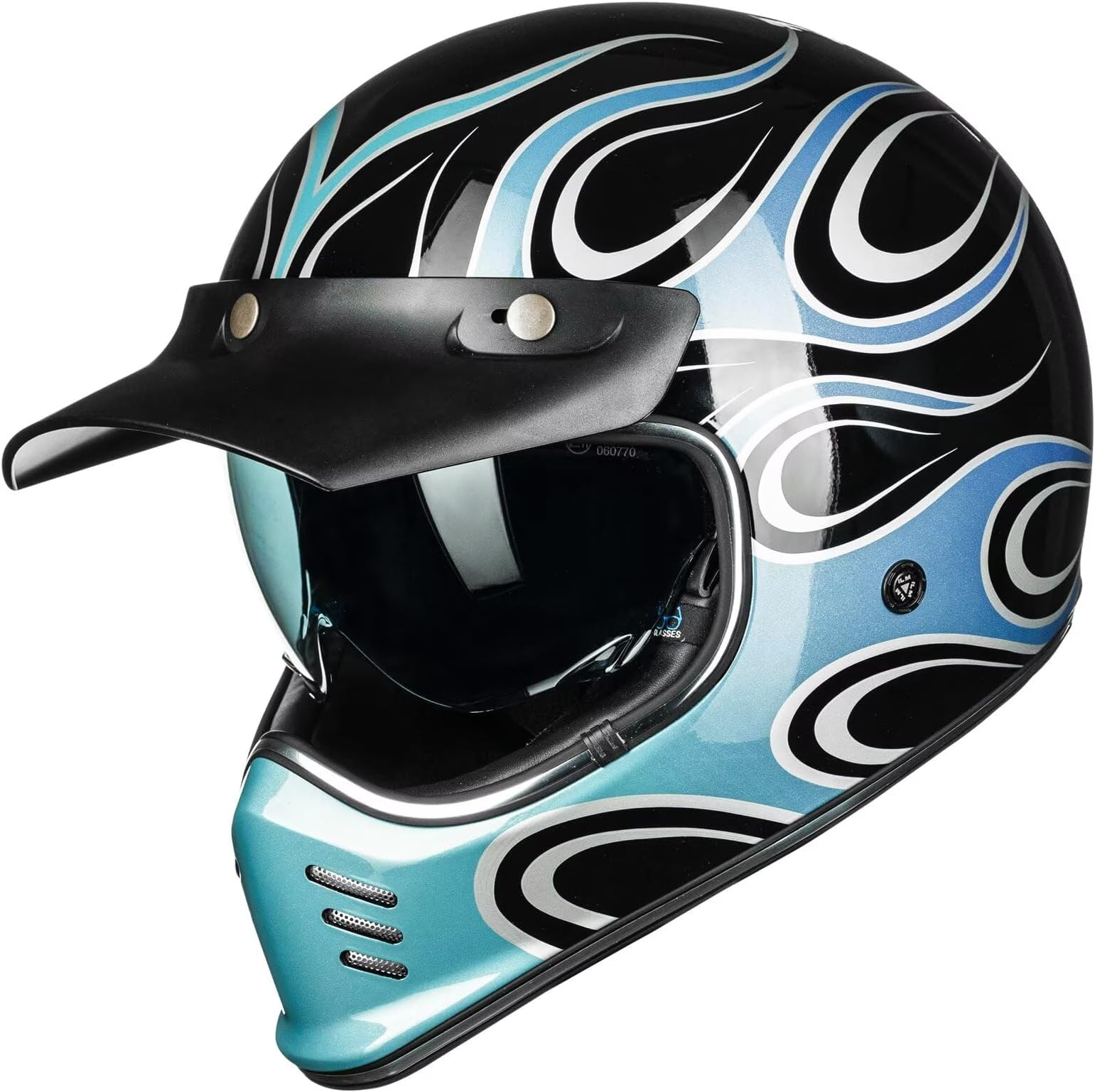 ILM Vintage Full Face Motorcycle Helmets for Adults Men Inner Visor Compatible for Moped ATV Cruiser Scooter DOT Model Z502(Green, XXL)