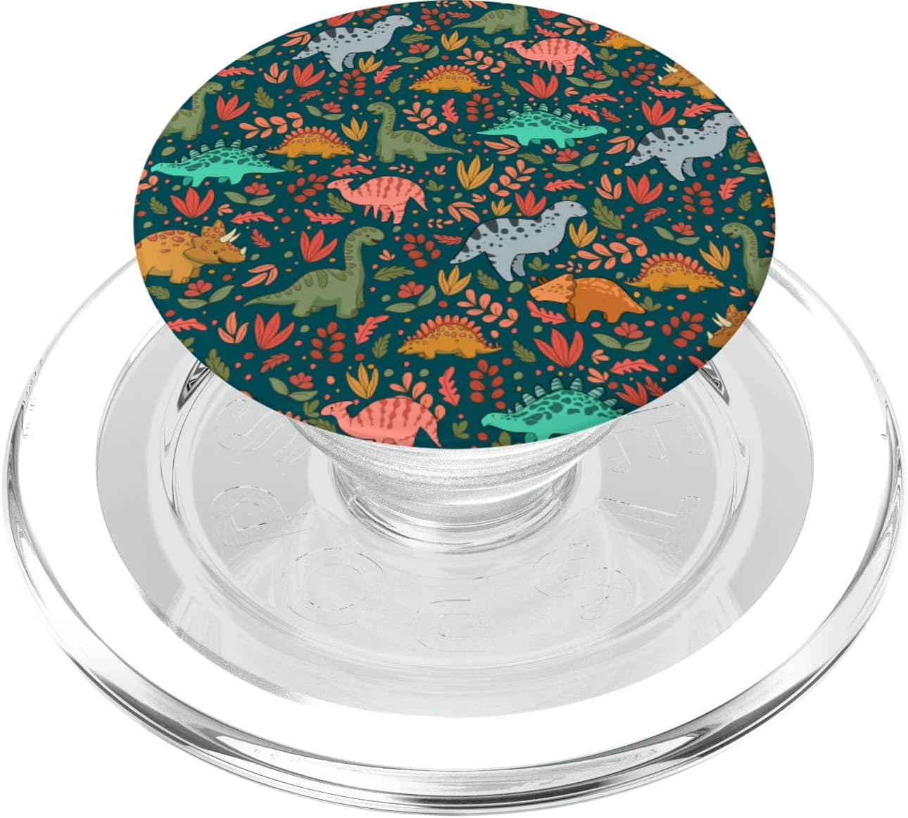Cute Floral Midnight Green Dinosaurs PopSockets PopWallet for MagSafe