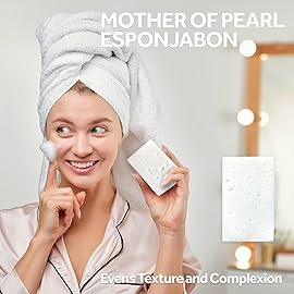 T.Taio Esponjabon Mother of Pearl Soap Sponge - Refreshing Shower Scrubber for Bath Wash & Oil Removal - Bathroom Necessities with Invigorating Scents - Mini Pearl Included