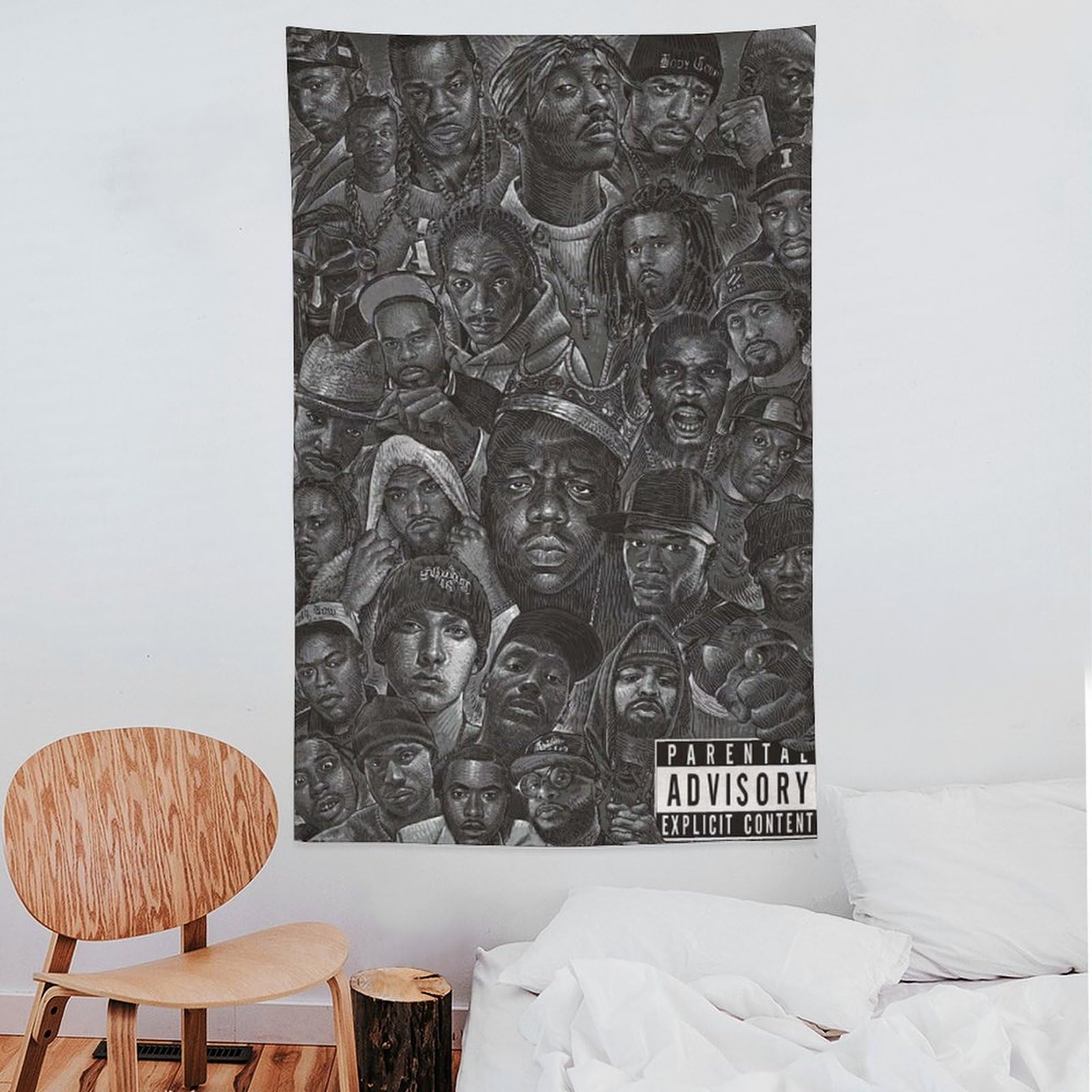 Poster con stampa artistica da parete, motivo: cantante rap, hip-hop, tutte le stelle, 152 x 228 cm