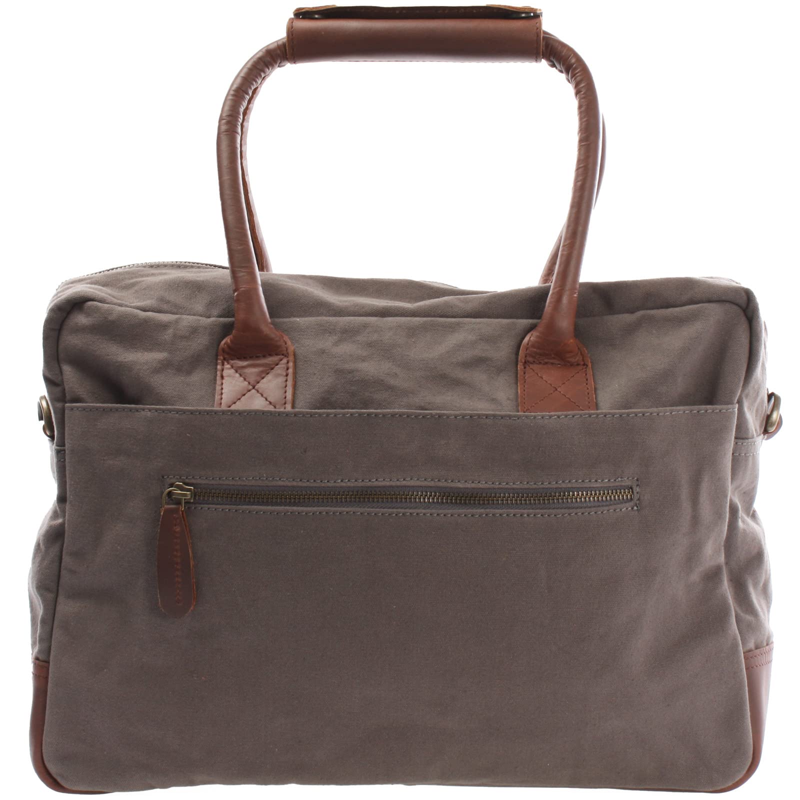 LECONI Kleiner Weekender aus Rinds-Leder & Canvas im Vintage-Look Handgepäck XL Shopper Bürotasche für Damen + Herren Arbeitstasche DIN A4 Schultasche Unitasche 40x30x15cm grau LE2007-C
