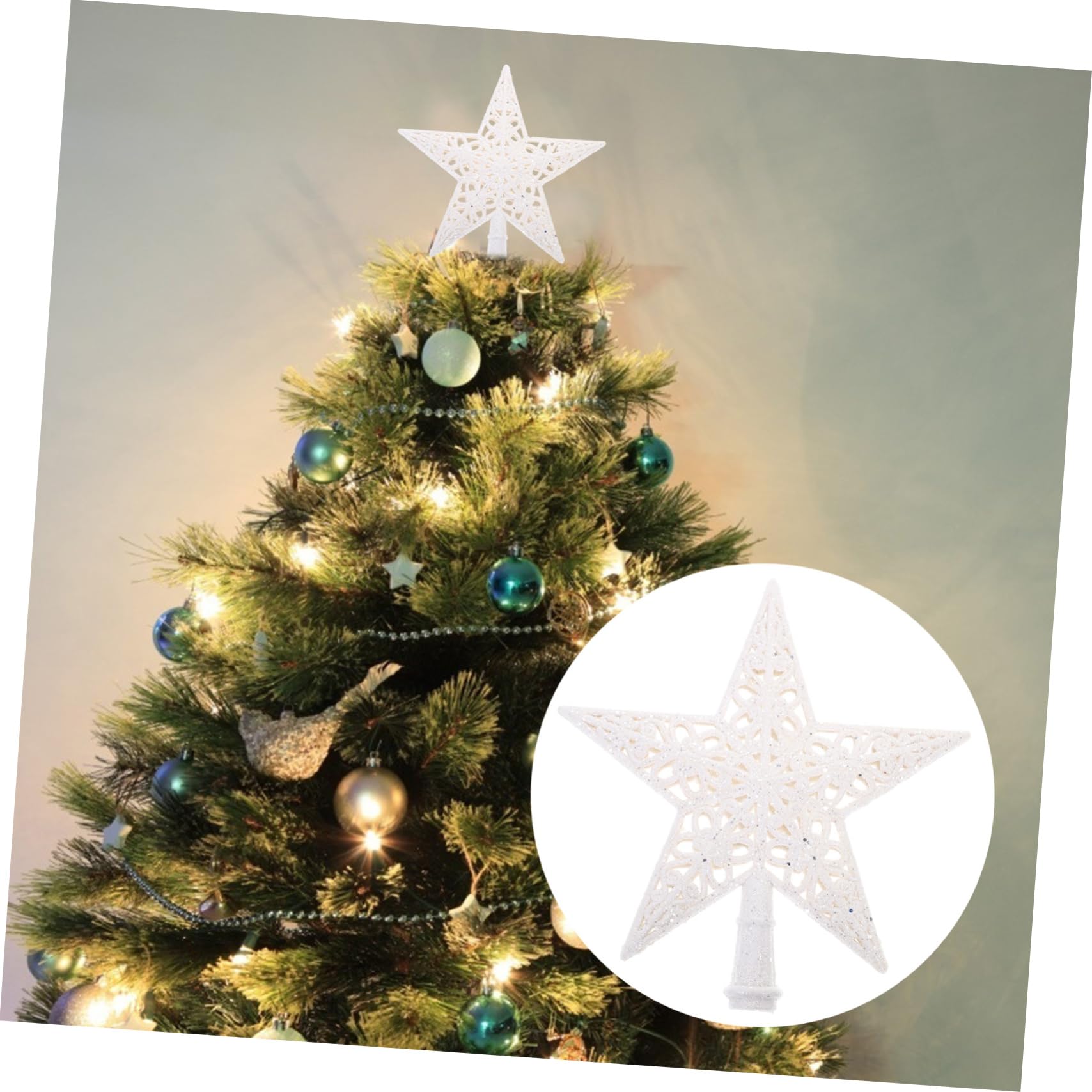 Cabilock 3 Piezas Adorno de para Árbol de Navidad Decoración Hueca de Adorno Treetop Ligero y Duradero para Fiestas y Hogar de Usar Festivo
