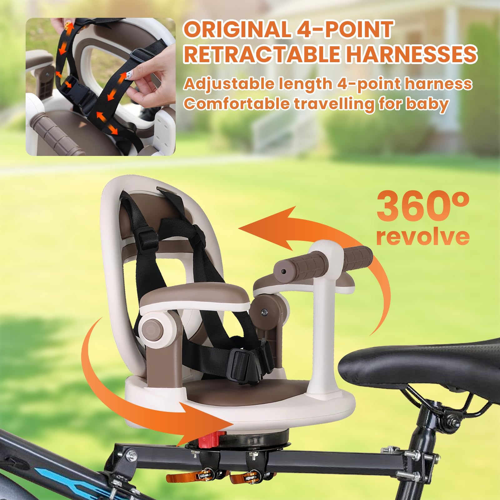 auvstar Seggiolino Bici per Bambini Anteriore,Seggiolino Anteriore per Bicicletta,Adatto A Mountain Bike E Biciclette