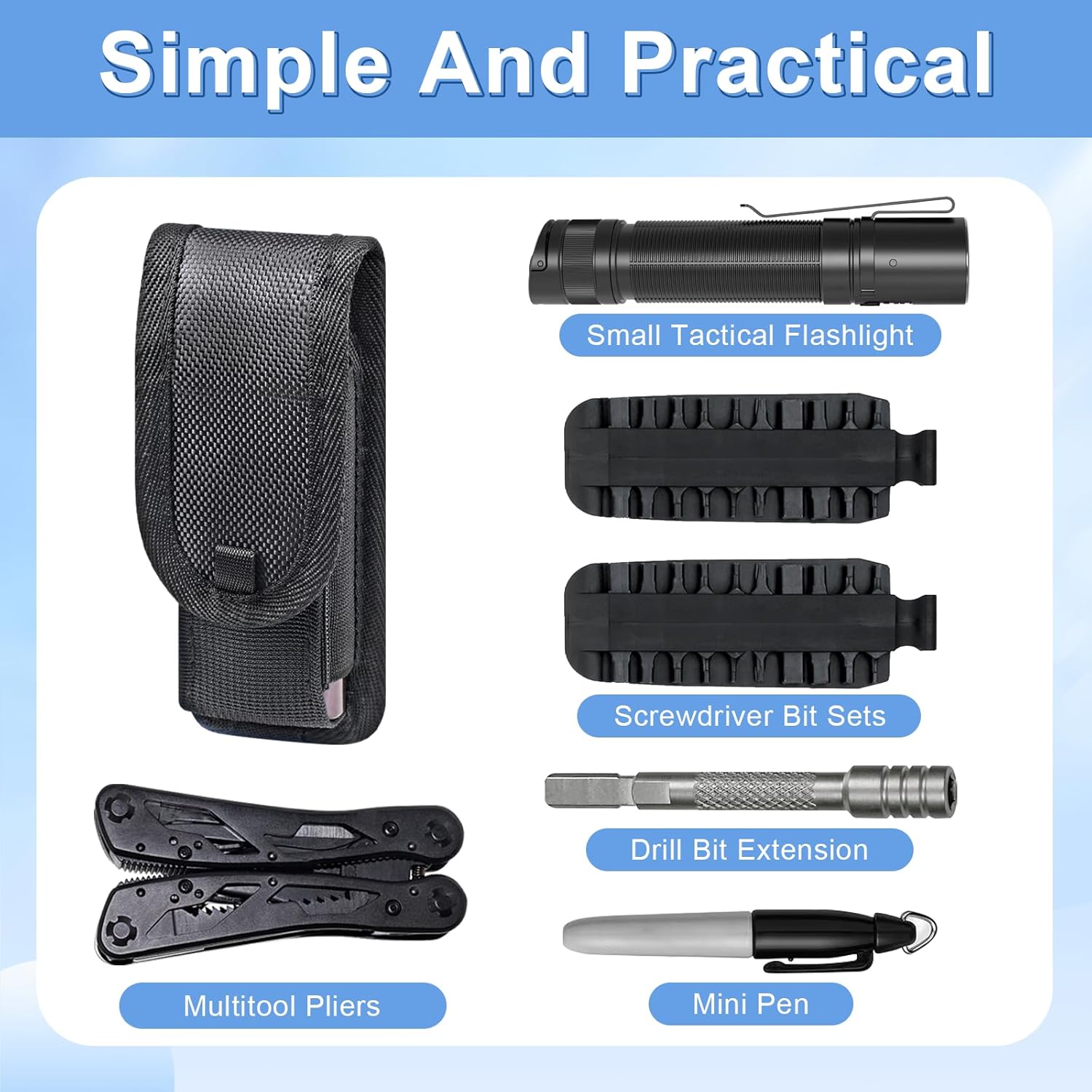 Likesing 5.1 Inches Knife Sheath for Belt, Tactical Small Knife Pocket Belt Holster, Nylon EDC Multitool Sheath Box Cutter Holster with Metal Clip and Square Buckle(Black)