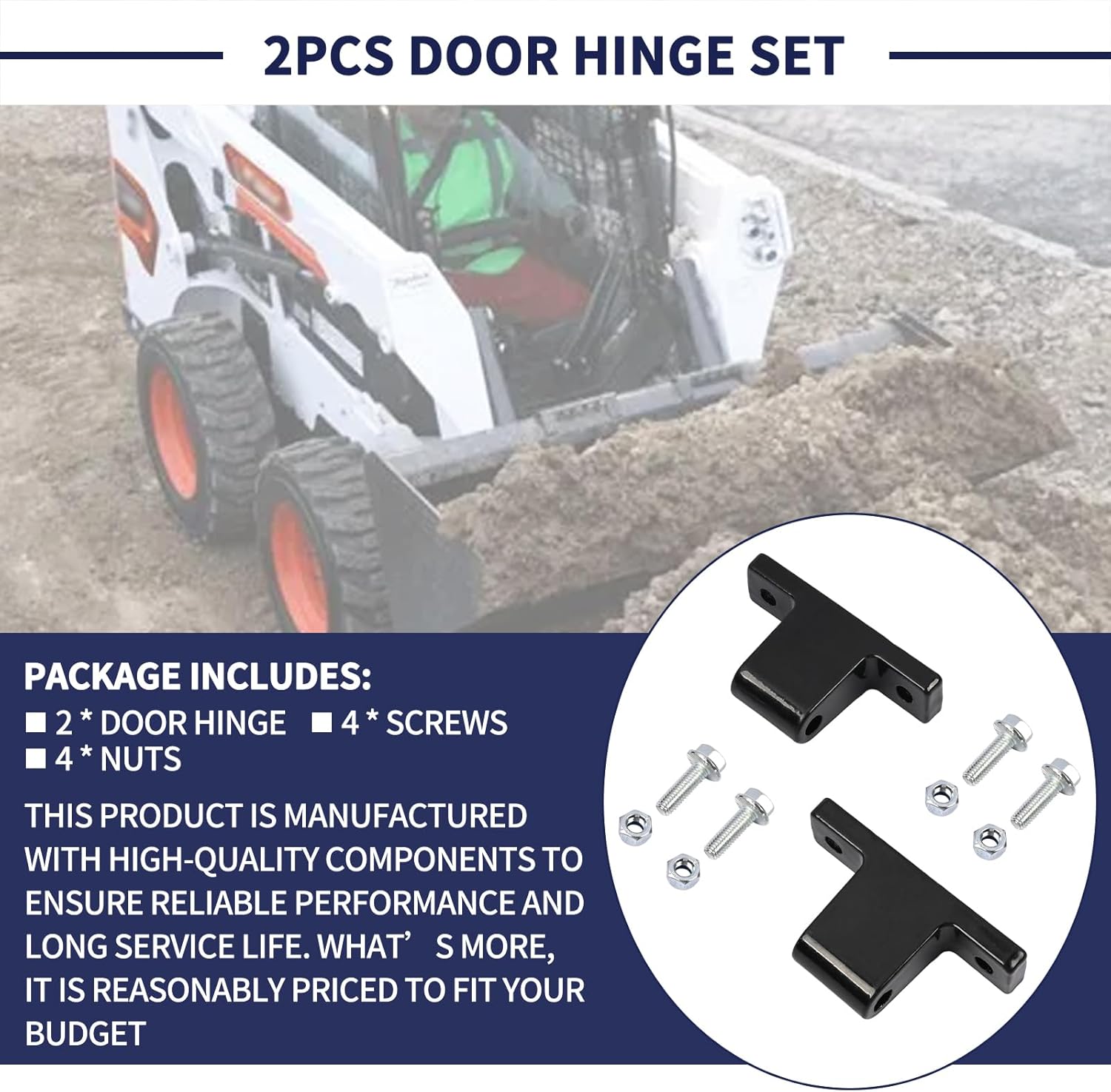 2PCS Door Hinge Set 7176593 7305580 Compatible with Bobcat Skid Steer Loader Compact Track Loader S450 S510 S530 S550 T550 T590 T630 T650 T750