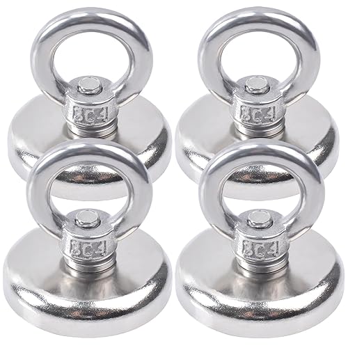 Imanes de pesca de neodimio súper fuertes, potentes imanes de alta resistencia de 1.260 in, disco magnético grande de tierras raras con perno de ojo