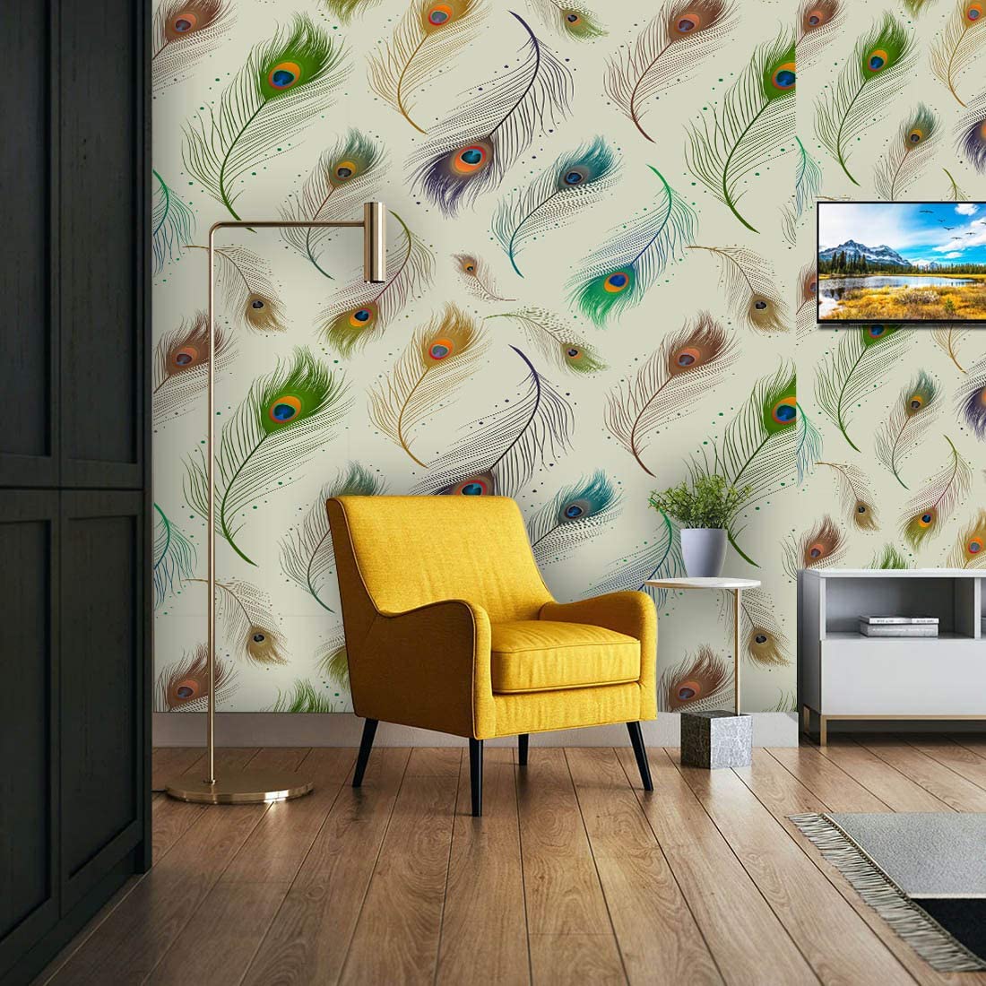 Akki Wold Theme Peacock Brownee Feather Wall Paper Covering Living Room, Bedroom Walls, Master Room (10 SQ FEET(40 Cm X 228 Cm X 1 ROLL)) (B0BJ3CKVC5) Amazon Price History, Amazon Price Tracker