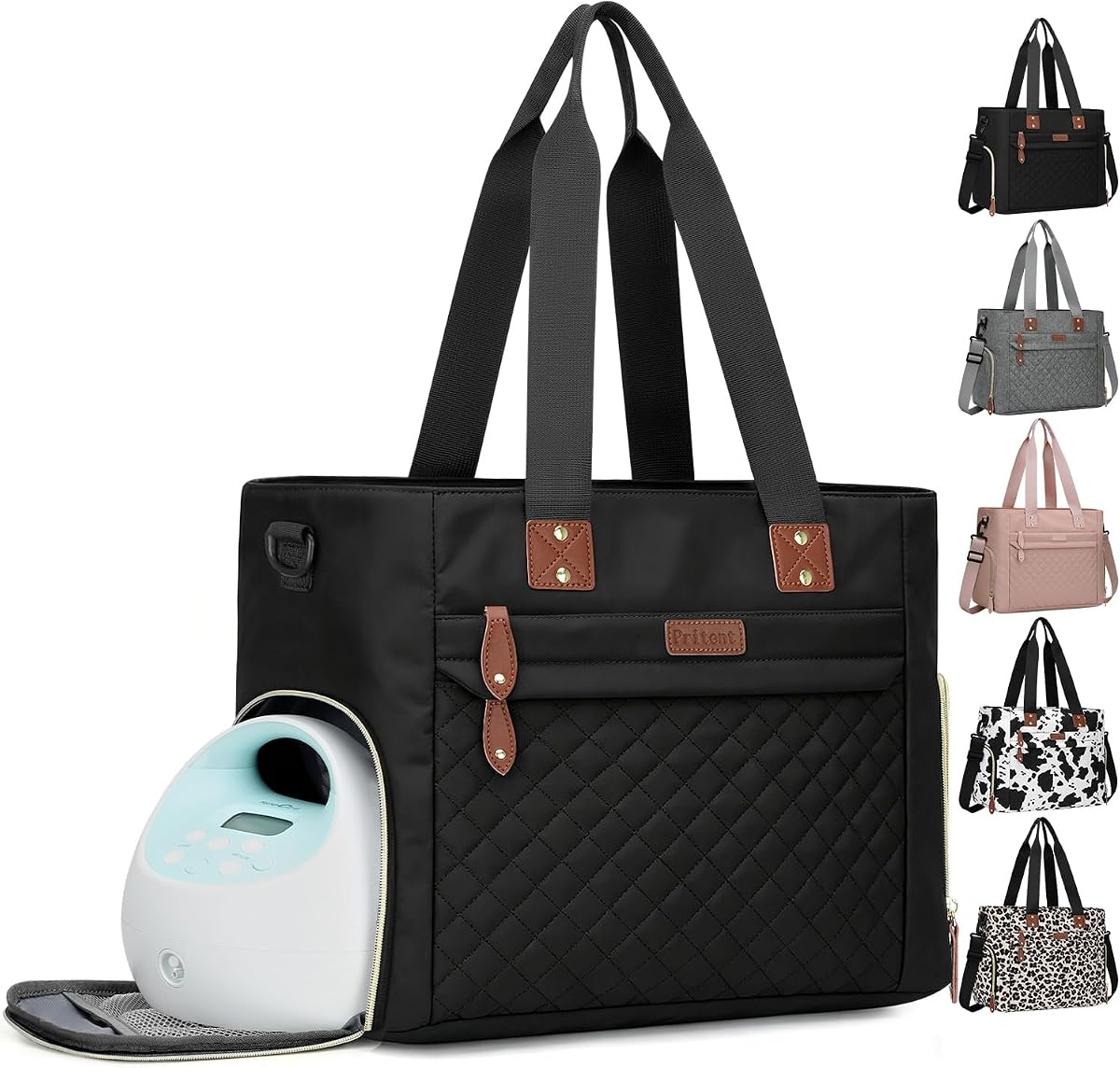 Baby Diaper Bag Tote,Waterproof Maternity Breast Pump Bags for Mom | Mommy Maternity Bag with 14'' Laptop Sleeve,Waterproof, Travel Baby Bag for Boys & Girls, Hospital Labor and Delivery(Black)