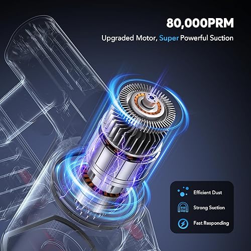Miniatura 5 de Aspiradoras de 450 W 12 KPA 40 minutos con cepillo de piso LED, aspiradoras de tiempo de ejecución máximo de 40 minutos, aspiradora recargable de