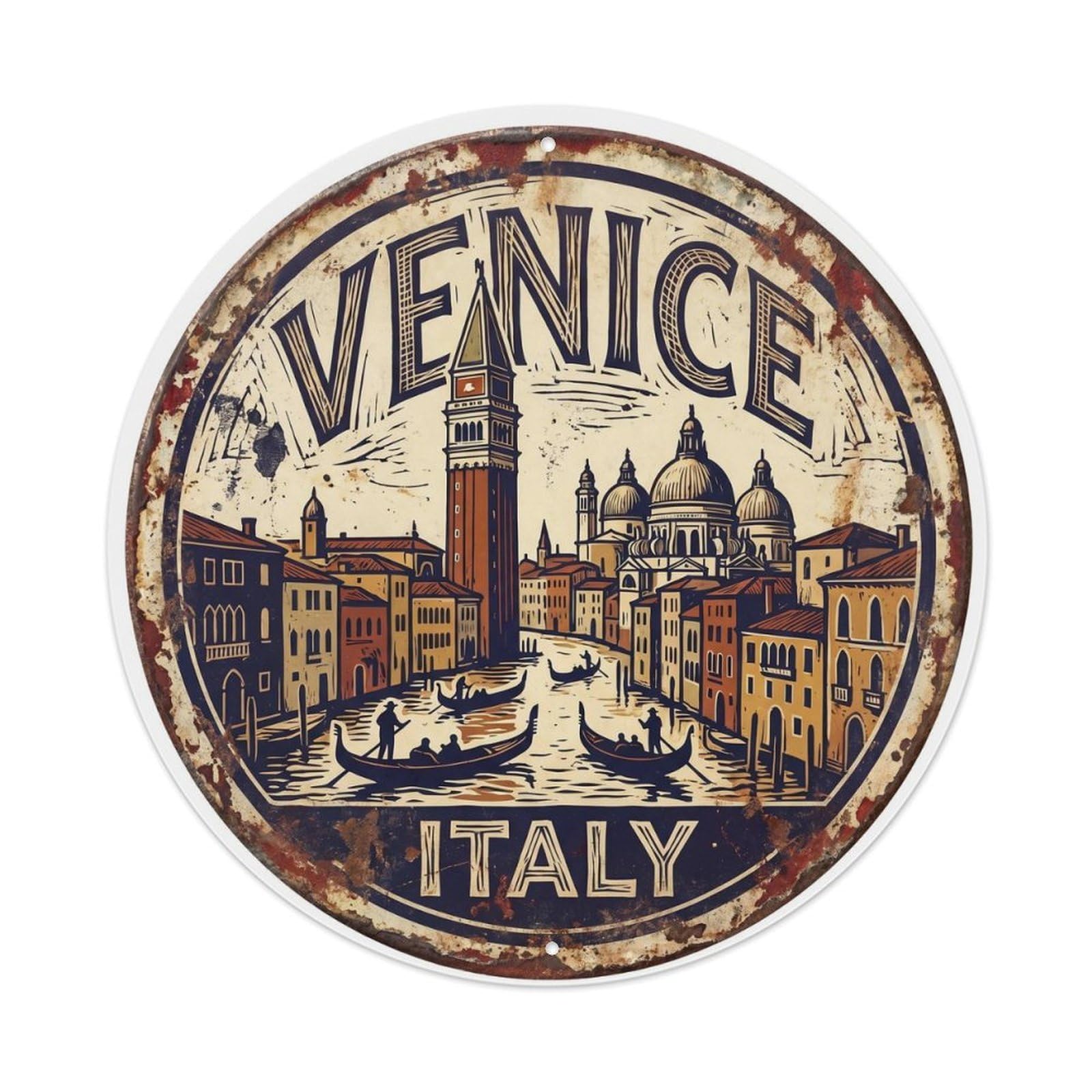 Vintage Travel Venice Skyline Italy Metal Tin Sign
