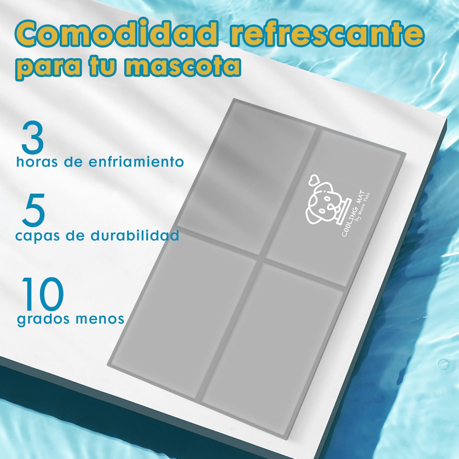 Pawtasy Cama refrescante Perro Manta refrigerante Gatos Cama Fria para Perros Verano Alfombrilla refrigerante Alfombra Colchoneta Ideal para Mascotas Extra Grande, XXL 120 x 80 cm Gris