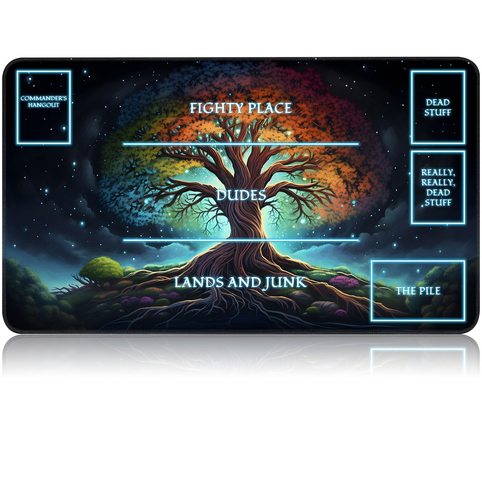 for MTG Game Playmat, for Magic TCG Rubber Play mat,Tabletop Card Playmats with Smooth Surface,Trading Card Inked Game Mat with White Zones,Battle Game,Galaxy Art Tree