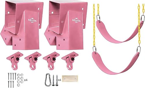 Miniatura 14 de Juego de soportes para columpios resistentes que incluye 2 soportes de columpio en forma de A negros, 2 asientos de columpio y 4 colgadores de