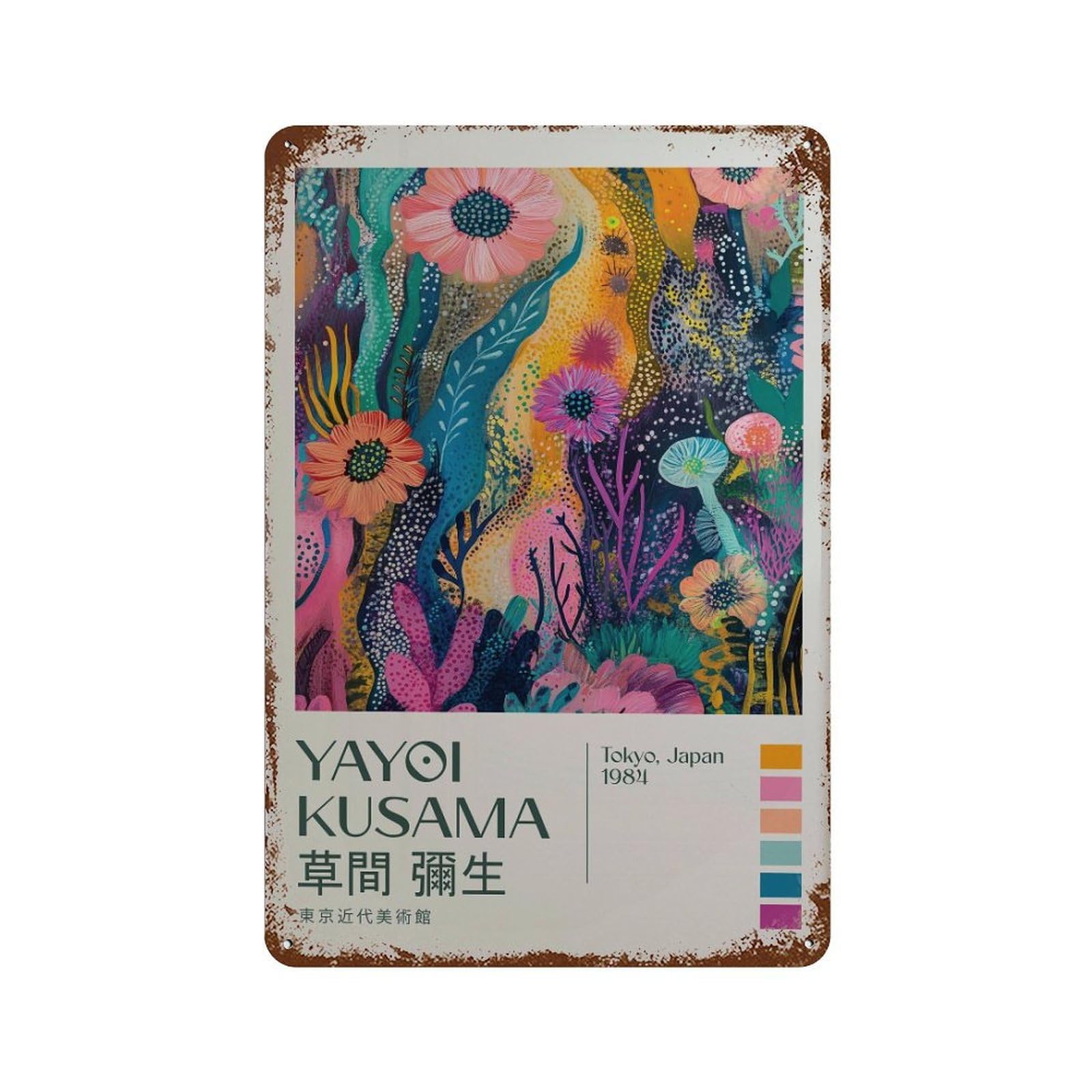 xiaoxiaoshen Yayoi Kusama Modern Japandi Exhibition Maximalist Livingroom2 Wall Decor Art Metal Tin Poster Modern Home Decor Art Home Bar Shop Decorations Vintage Sign 30x20cm