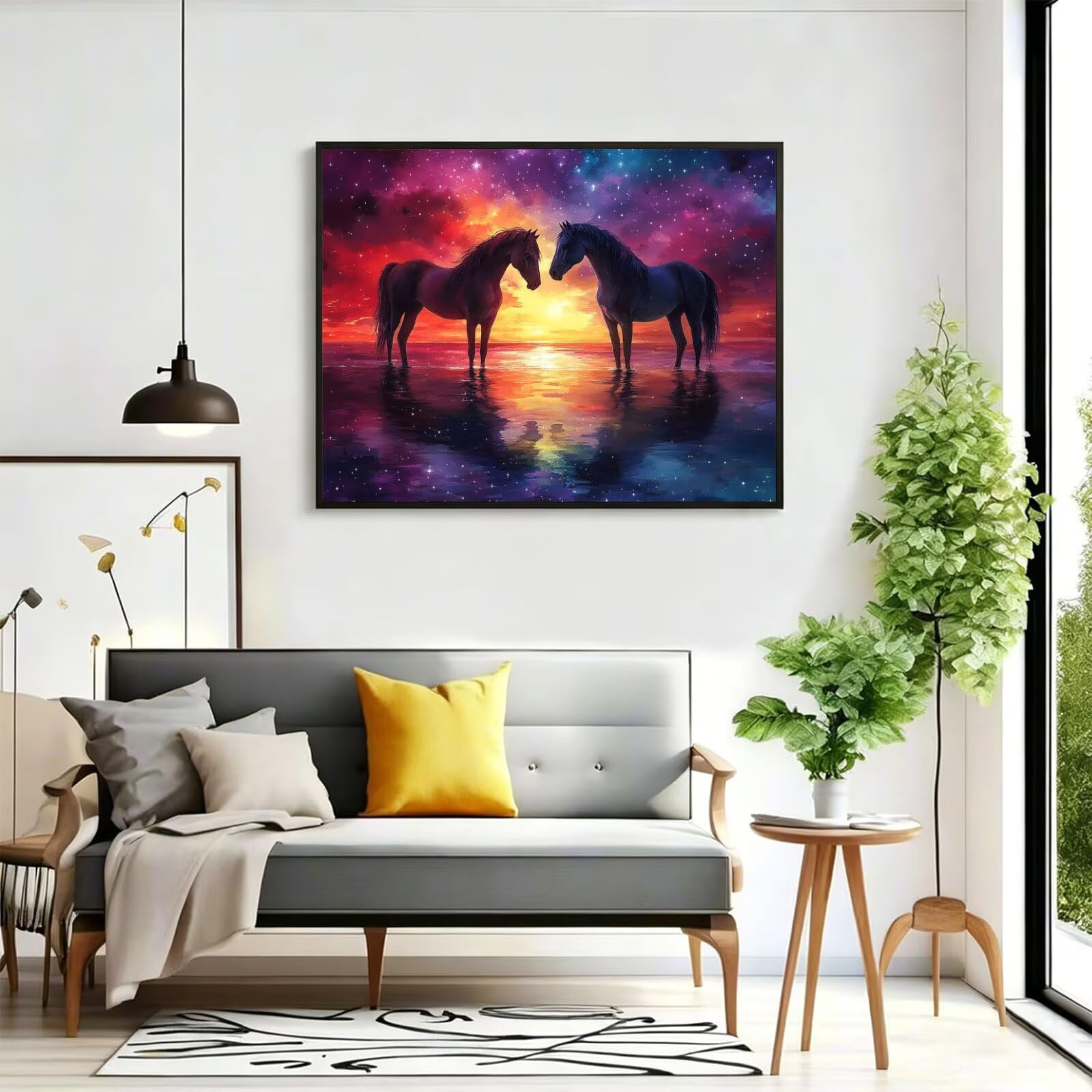 Pintar por Numeros Caballo Pinturas Acrilicas Cielo estrellado Pintura por Numeros Lienzos para Pintar, Pintura Acrilica Manualidades, Decoración Hogar, Regalos Cumpleaños, 90x120cm Sin Marco, q-502