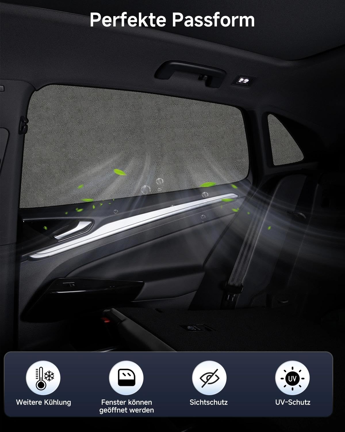 Auto-Sonnenschutz für VW Tiguan (2016–2024) Sonnenblenden hintere Seitenfenster UV-Schutz Wärmeisolierung 2er Set