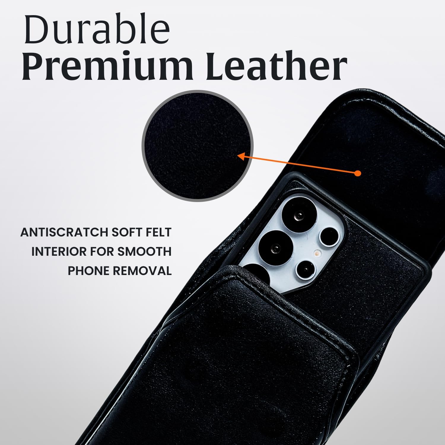 Turtleback Premium Leather Belt Clip for Samsung Galaxy S26 Ultra, S25 Ultra to S20 Ultra - Medium - Leather Wrapped Clip with Belt Loops, Fits Commuter, Symmetry Medium Style Cases