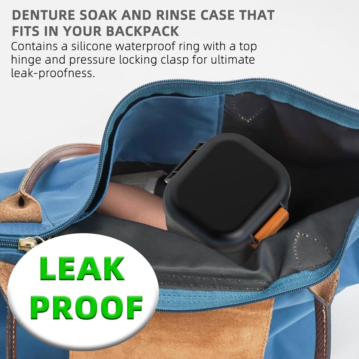 Leak Proof Denture Bath Cup, Portable Soaking Denture Box, Denture