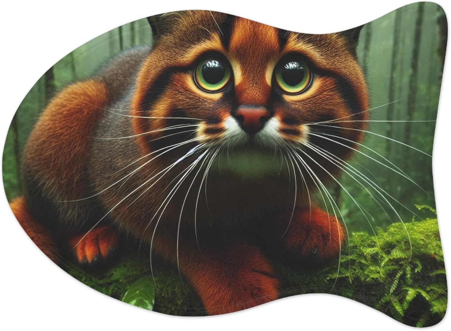 Bay Cat Vibrant Anti-Slip Pet Feeding Mat with Memory Foam Core – Borneo’s Tropical Rainforests Theme