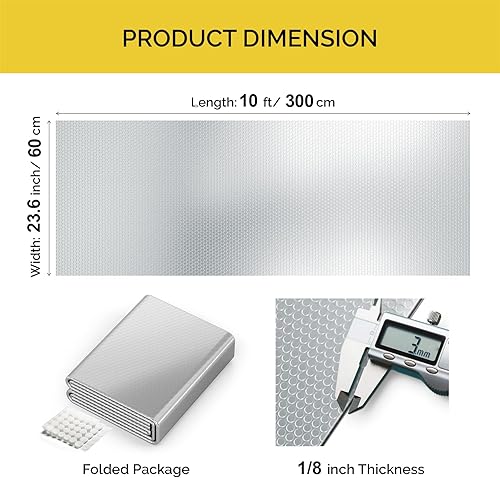 Miniatura 10 de fowong Lámina reflectante de doble cara de papel de aluminio con protección contra el calor, 48 pulgadas x 10 pies, tablero aislante de ventana de