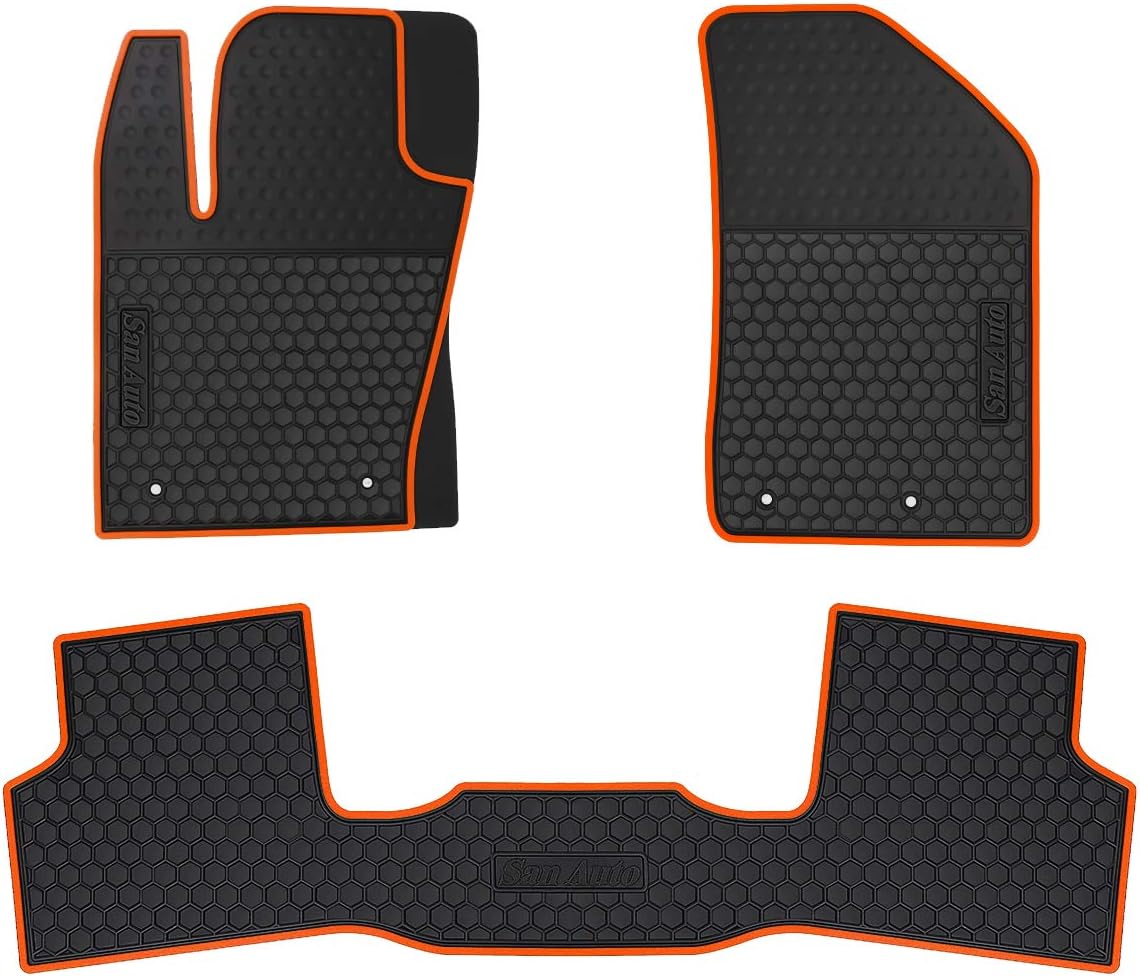 Car Floor Mats for Jeep Renegade 2015-2025 2026 Custom Fit Black Orange Rubber Car Floor Liners Set All Weather Protection Heavy Duty Odorless