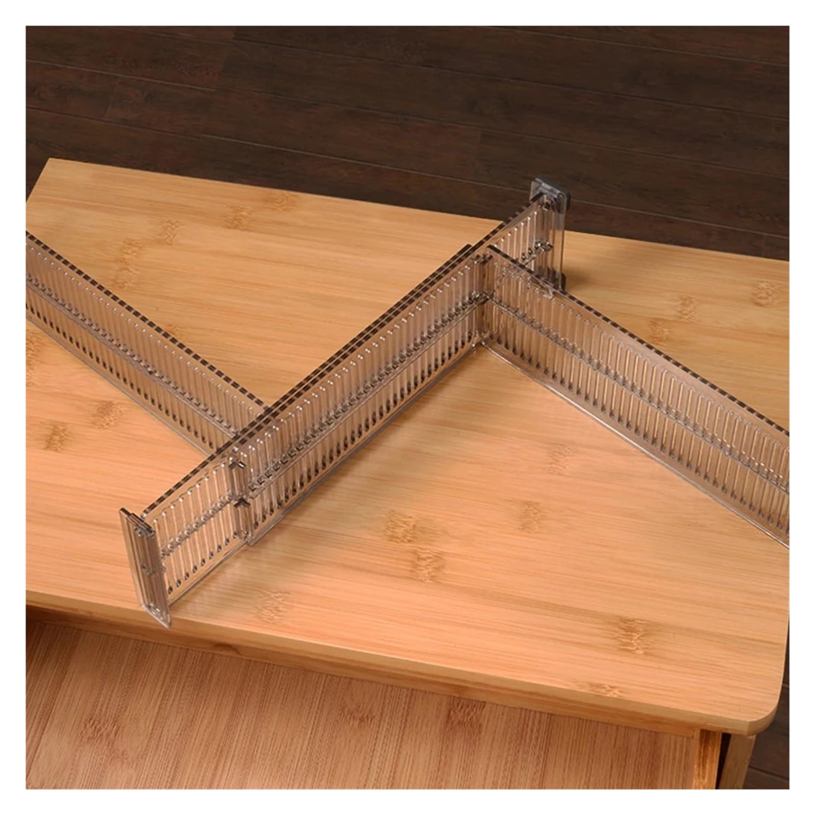 Generico 2/4/6/8PCS Assicella Regolabile Divisori for cassetti Camera da letto Biancheria intima Partizione a scomparsa Cassetto Organizzatore Trasparente Utensili da cucina(6pcs)