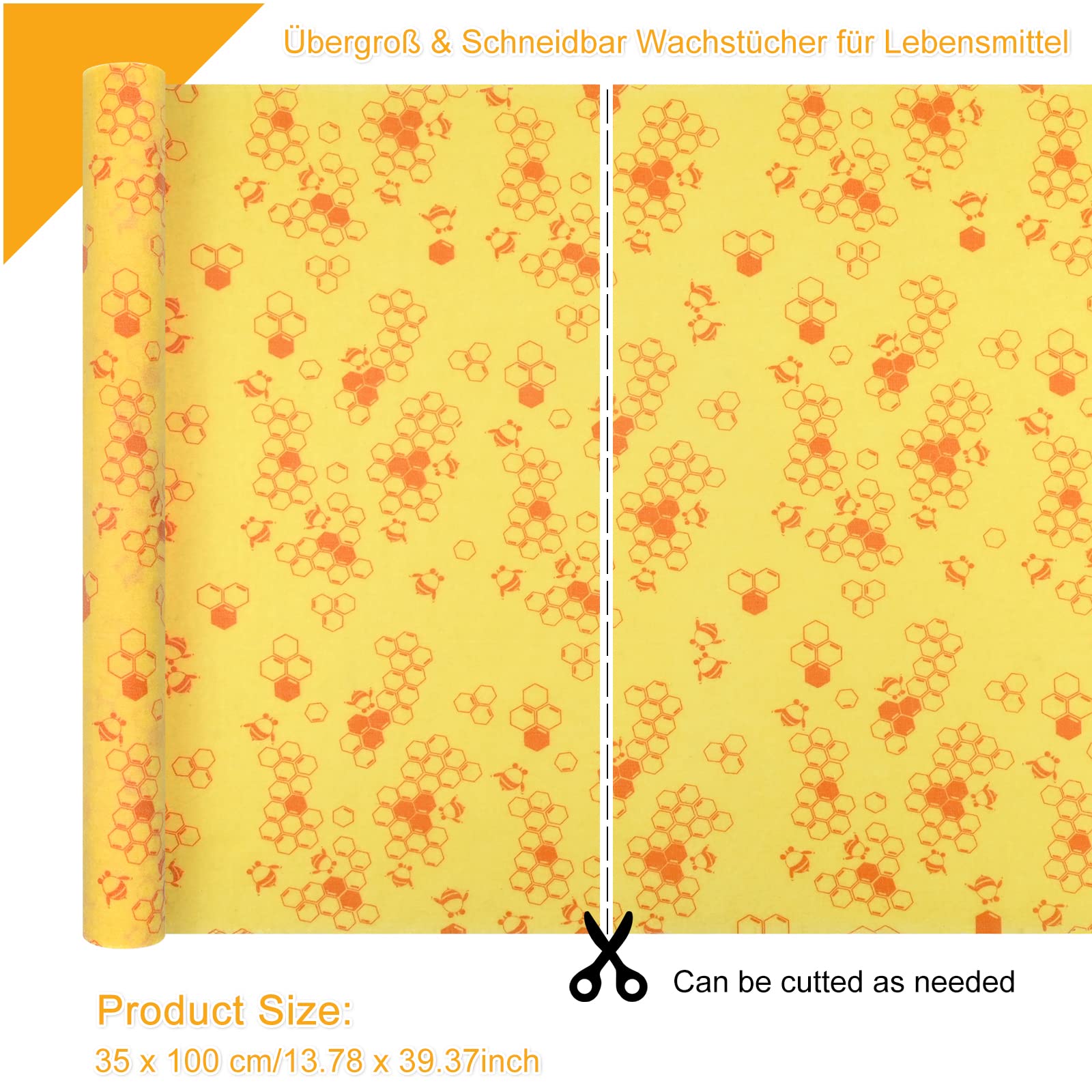 Bienenwachstücher 33x100 Cm – Nachhaltige Wachspapier-Rolle Aus Bio-Baumwolle & Bienenwachs, Wiederverwendbar