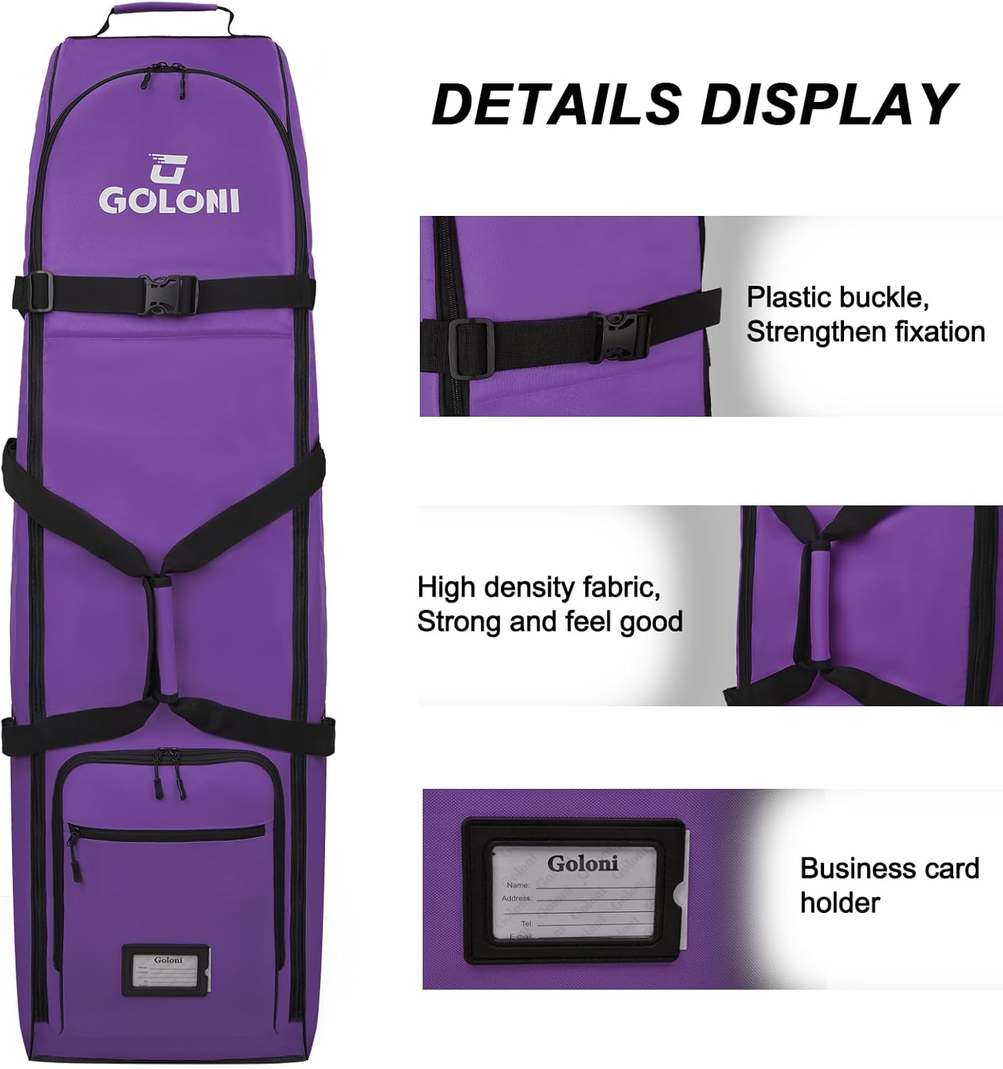 Goloni Golf Travel Bag with Wheels for Airlines, Heavy Duty Golf Club Travel Case, Water Resistant Golf Bag Cover for Air Travel, Portable Foldable Golf Luggage for Men Women