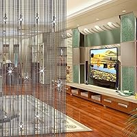 Vista 1 de GREENWISH String Curtains Black Beads Curtains Doorway Tassel Curtain Thread Fringe Crystal Door String Curtain Beads Window Panel Room Divider