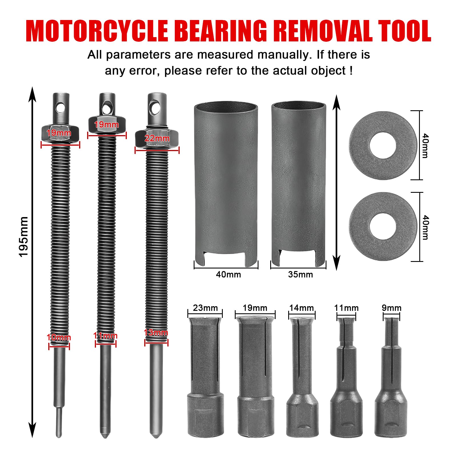 PORFOYO Estrattore cuscinetto interno con 5 misure clip aperte, estrattore cuscinetto interno moto 9 – 23 mm estrattore cuscinetto ruota moto estrattore cuscinetto interno set di attrezzi estrattore