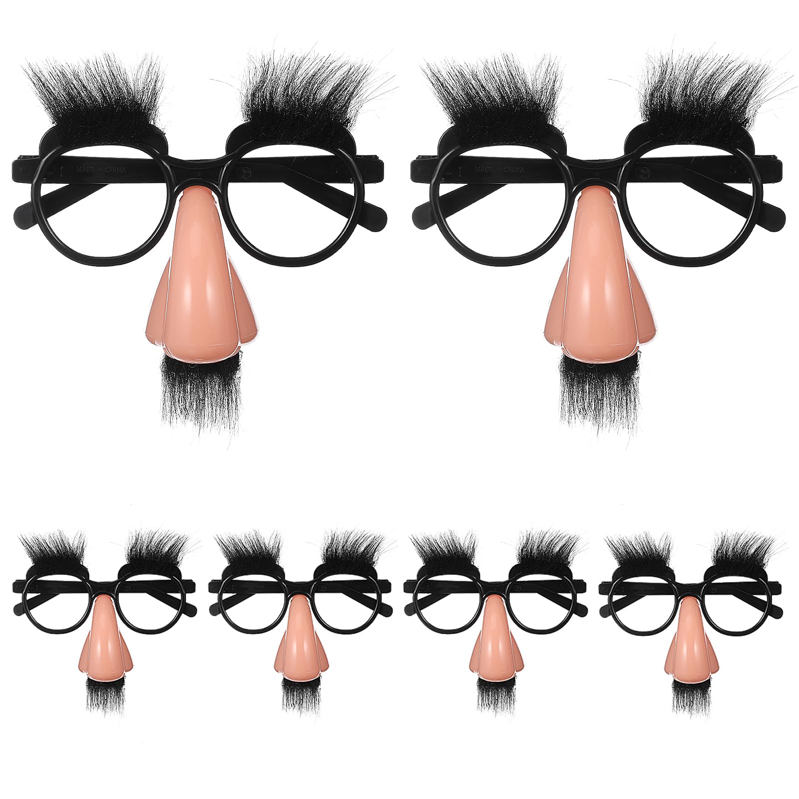 Toyvian 6Pcs Disguise Glasses with Funny Nose Halloween Costume Party Eye Glasses with Eyebrows and Mustache, Party Prop for Costume Halloween and Birthday Parties