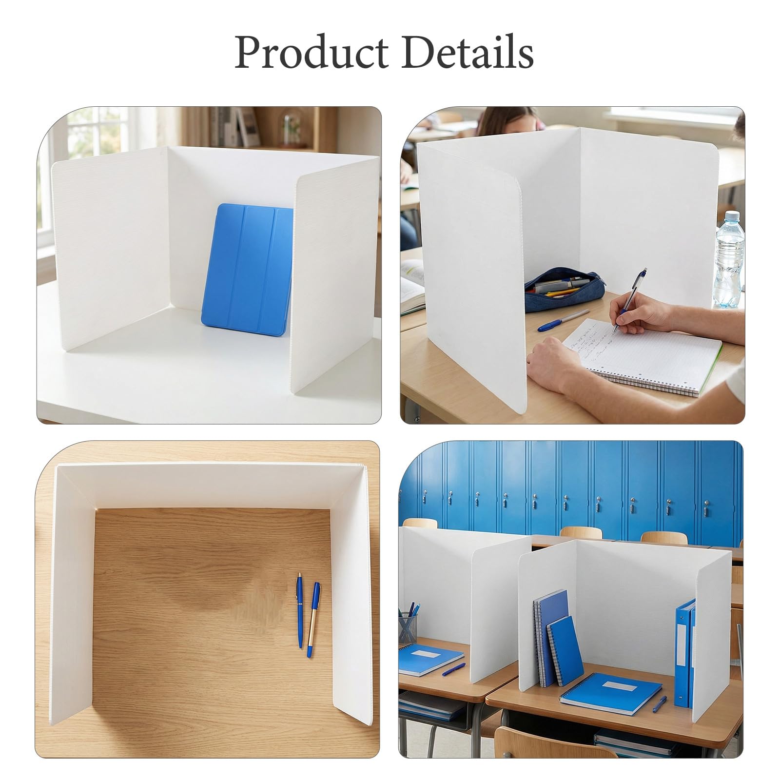 Cabilock 3 Piezas Panel de Privacidad y Material Plástico Blanco Instalación Flexible para Escritorio de para Exámenes y Aprendizaje Individual