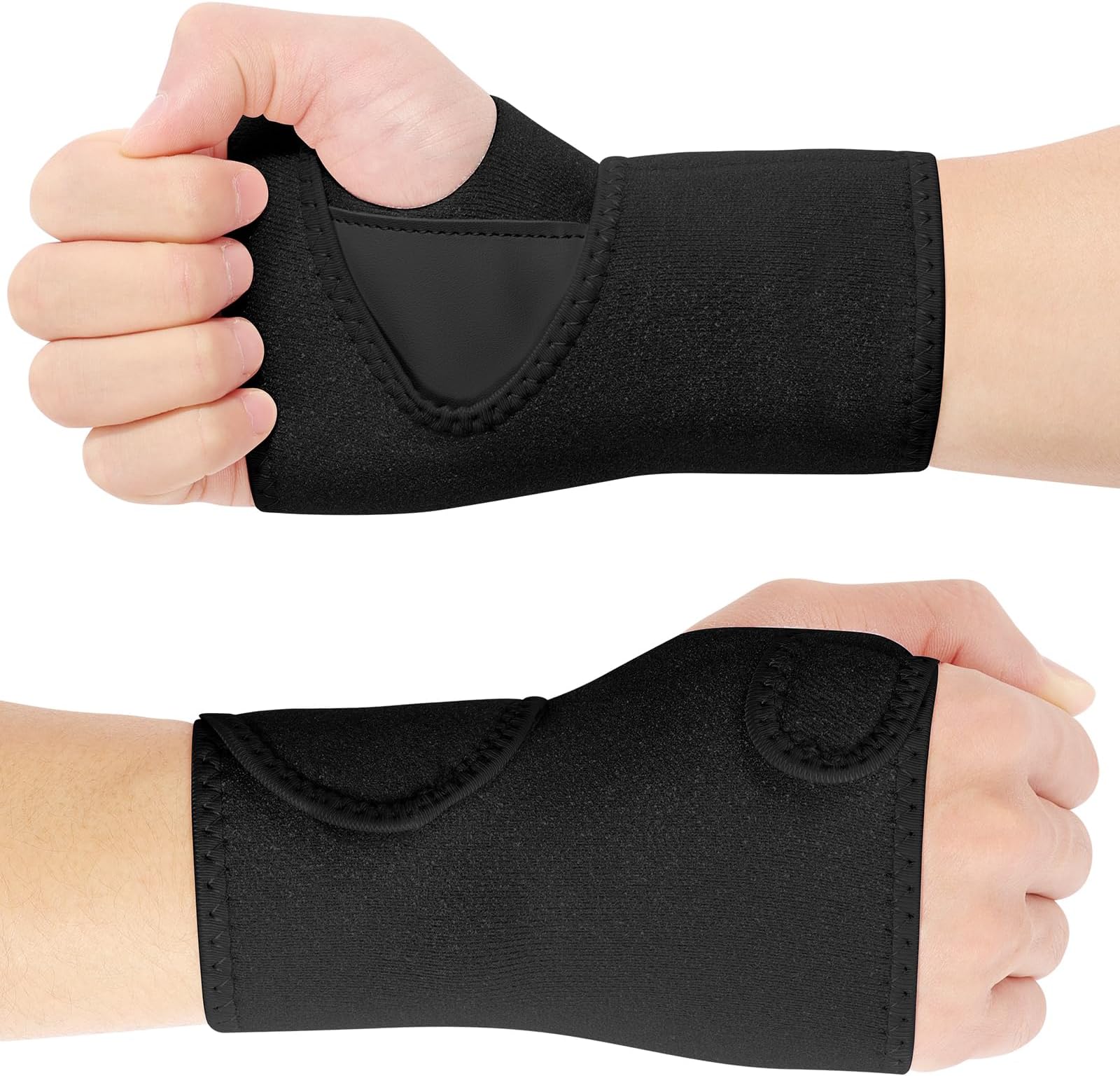 ACWOO Wrist Support Splint Brace, 2 Pack Adjustable Wrist Strap Carpal Tunnel Compression Splint Relieves Pain, Sprains, Tendonitis and Joint Pain, Breathable Brace Provides Wrist Support, Lef & Right