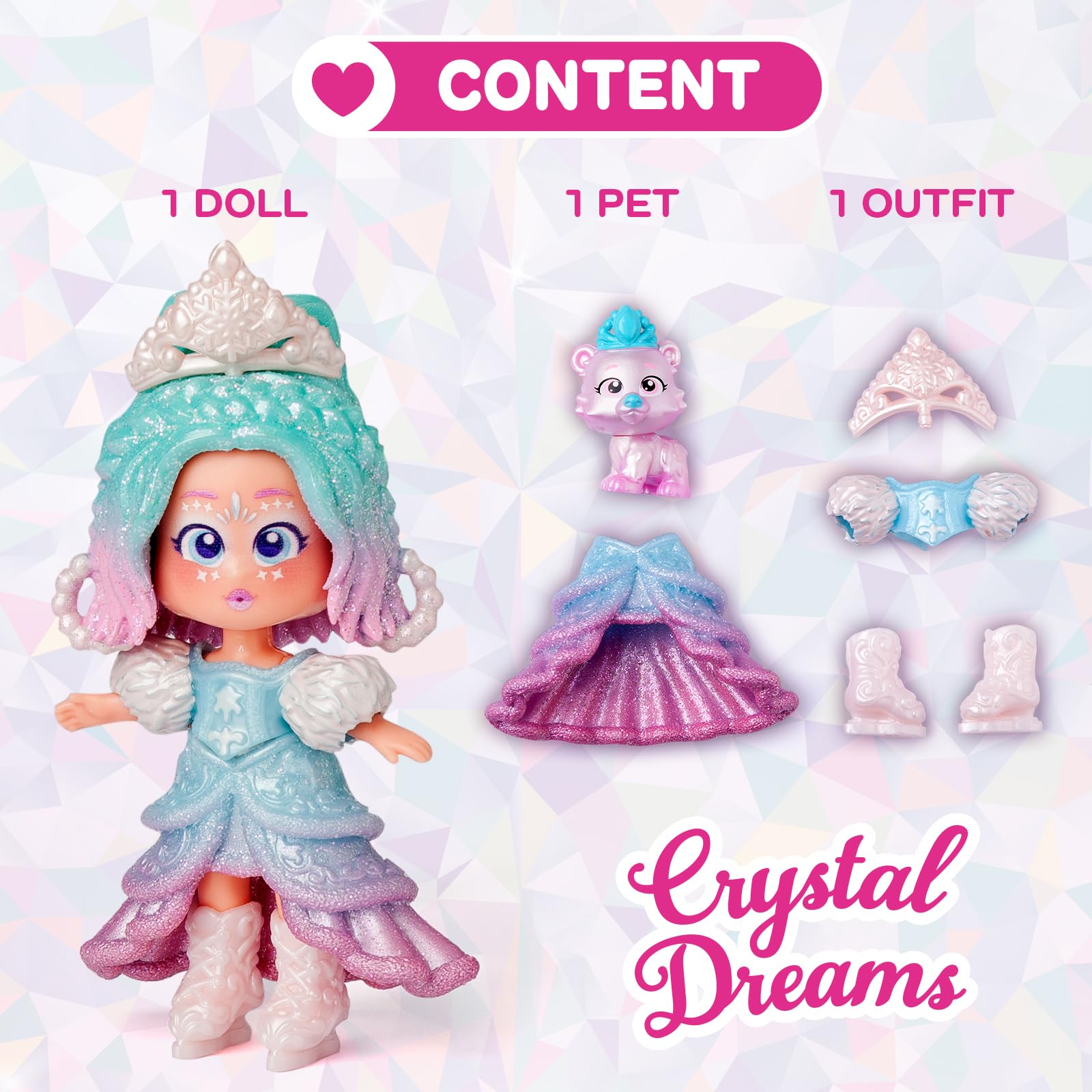 KOOKYLOOS Princess Series CRYSTAL DREAMS, Collectable Doll with 1 Doll, 1 Set of Princess Themed Clothes and Shoes - Image 3