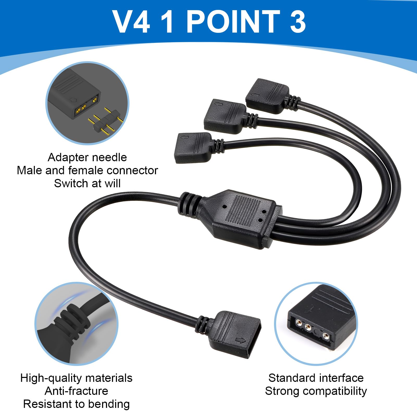 argb Controller con telecomando, controller da 5 V a 3 pin, alimentato da SATA, 14 chiavi per effetti di illuminazione RGB, adatto per ventole e strisce luminose, con cavo splitter da 1 a 3