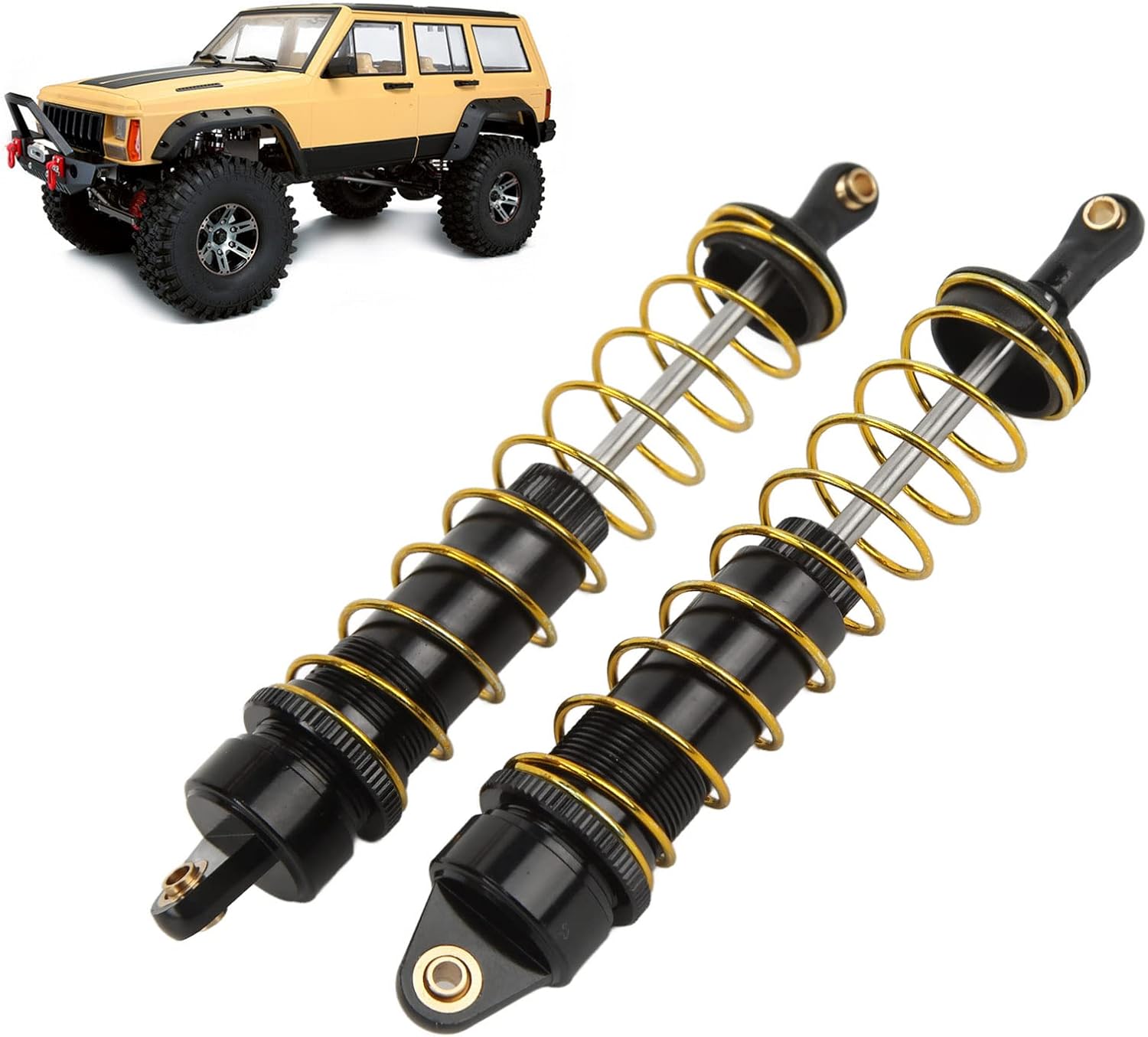 2Pcs RC Shock Absorber, 115mm / 4.5in Oil Pressure Adjustable Assembled RC Damper Set with Springs for Axial SCX10 90046 AXI03007 1/10 RC Crawler Car(Black)