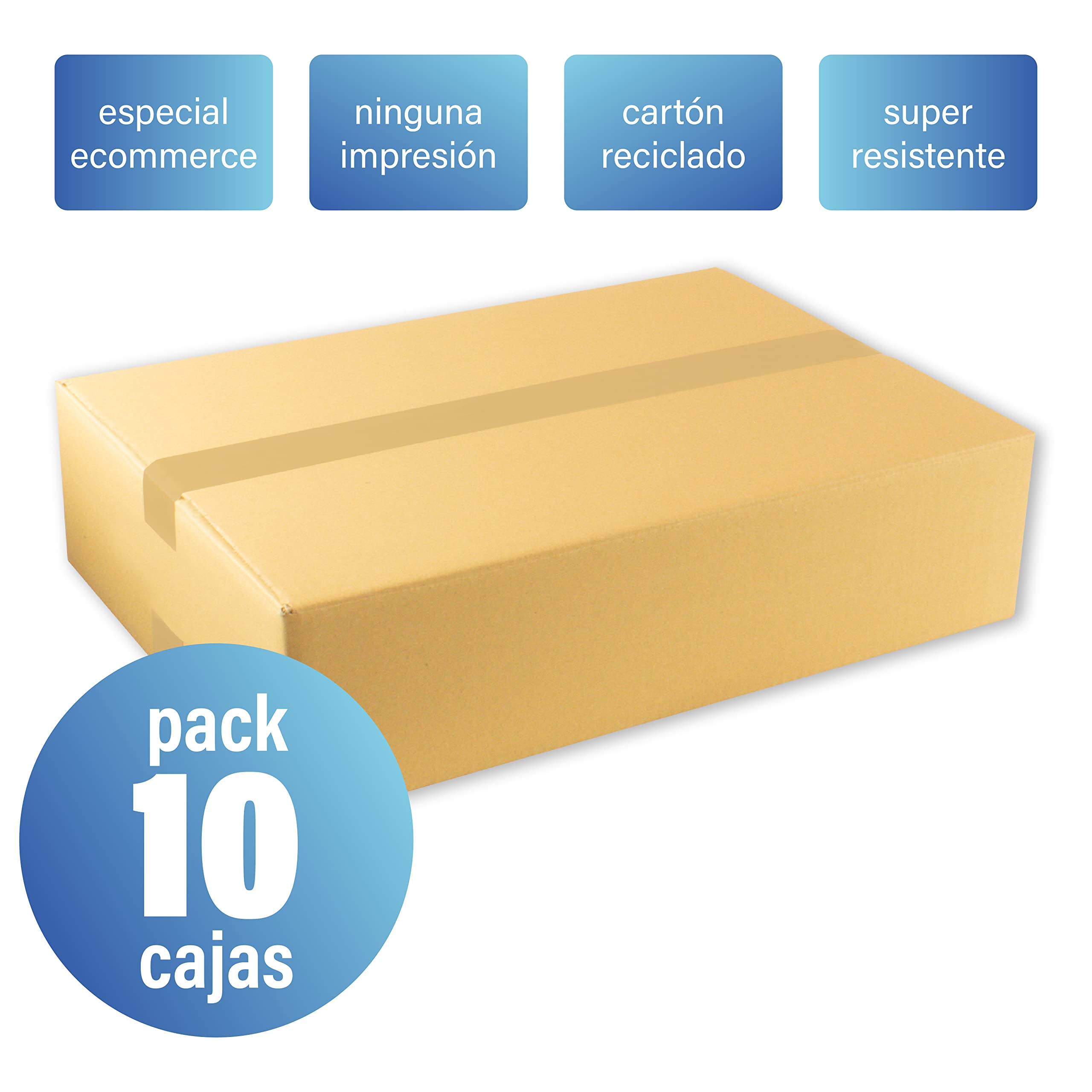 Pack 10 cajas Carton, 500x350x120 mm, Caja para Pedidos, Almacenaje, Envio, Paquetes, mudanza, Envios de Libros, Kit para mudanzas, grandes y baratas
