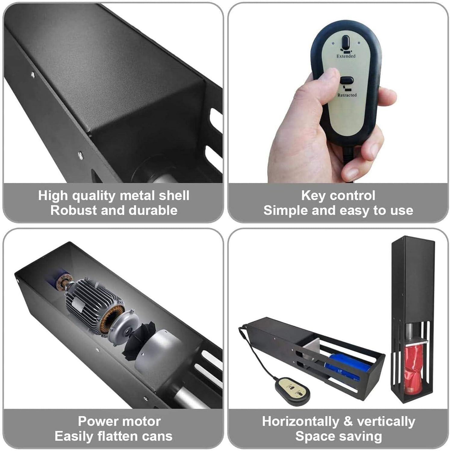 12/16oz Recycling Can Crusher - 3.3''x7.2'' Storage Compartment, Electric Aluminum Can Crusher, For 200~550ml Cans/Plastic Water Bottles