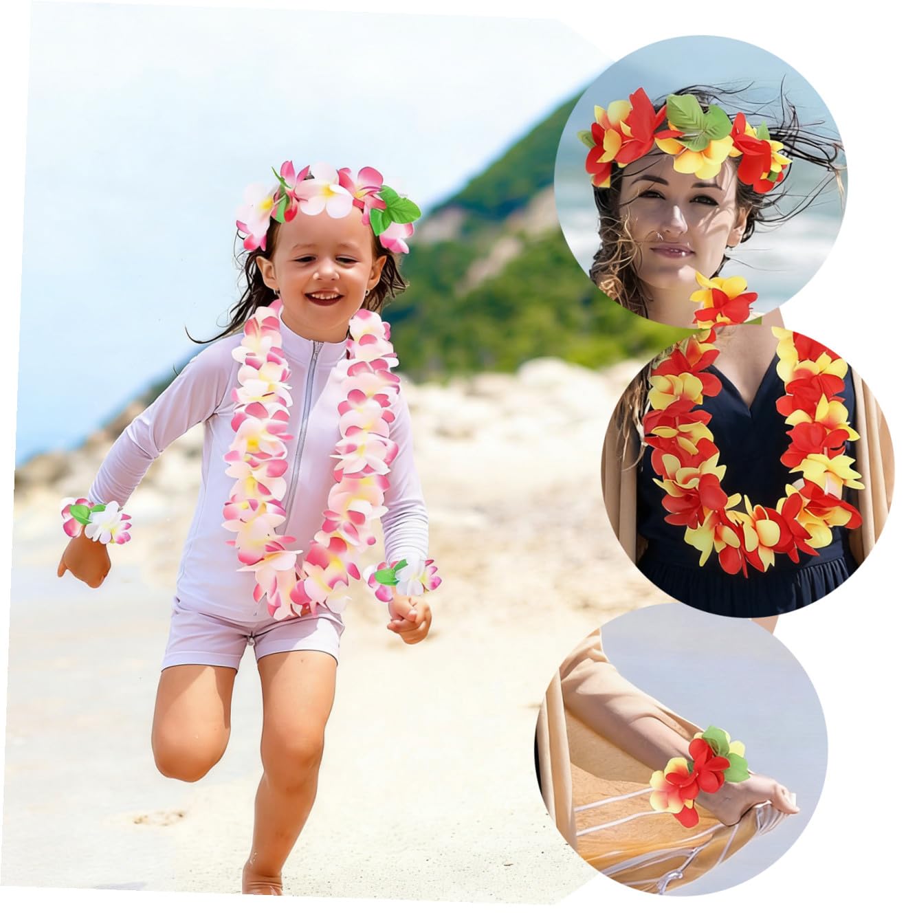 Conjunto de Guirnaldas Hawaianas de 32 Piezas en Tela para Niños