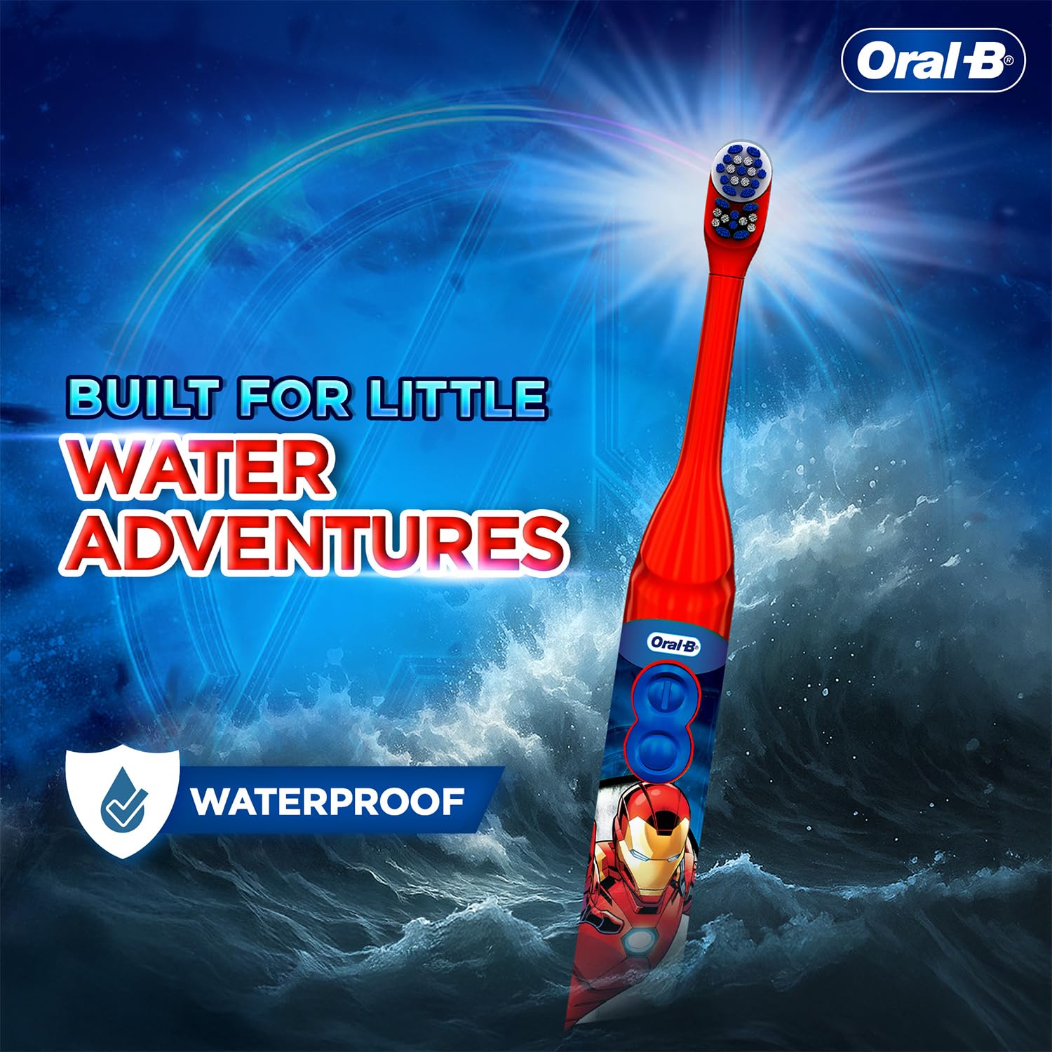 Oral-B Kids Iron Man Battery Electric Toothbrush, 90 Day Battery, 2 Year Warranty by Oral-B, IPX7 Water Resistant, Soft Bristles, Removes 100% More Plaque, 3+ Years - Image 6 thumbnail