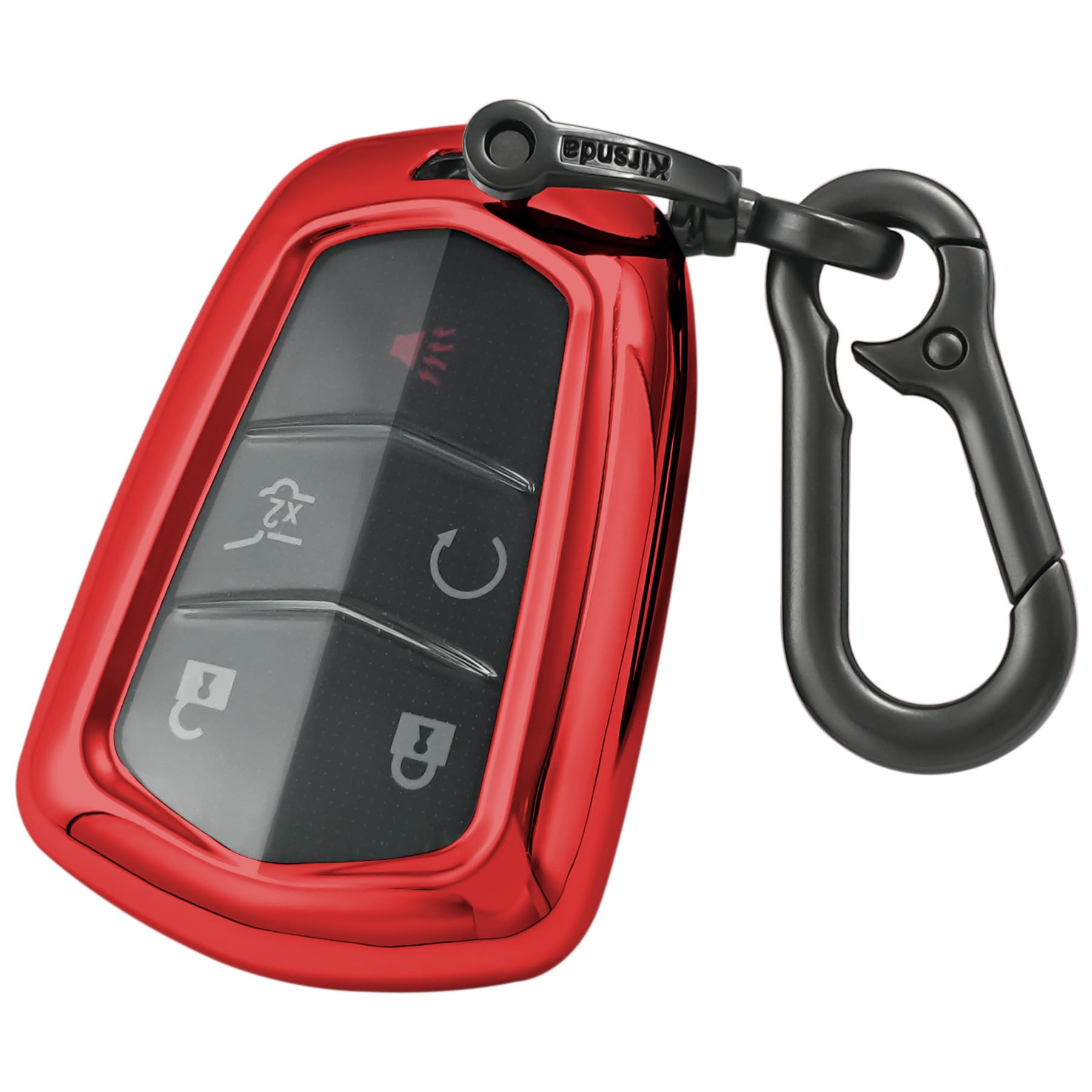 Kirsnda for Cadillac Key fob Cover case Keychain,Soft TPU Key case,Skin,5-6 Buttons Compatible with CT6 XT5 CTS XTS SRX ATS STS Remote Key Vehicle