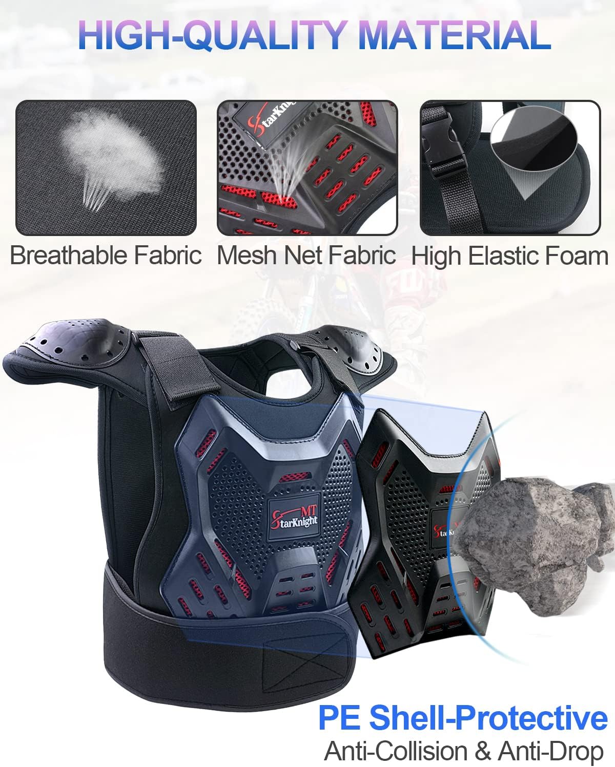 StarknightMT Kids Dirt Bike Gear - Youth Motorcycle Gear Riding Protective Motocross Armor Suit Chest Protector for Boys Girls Biking Cycling Skating Off-Road - Image 3
