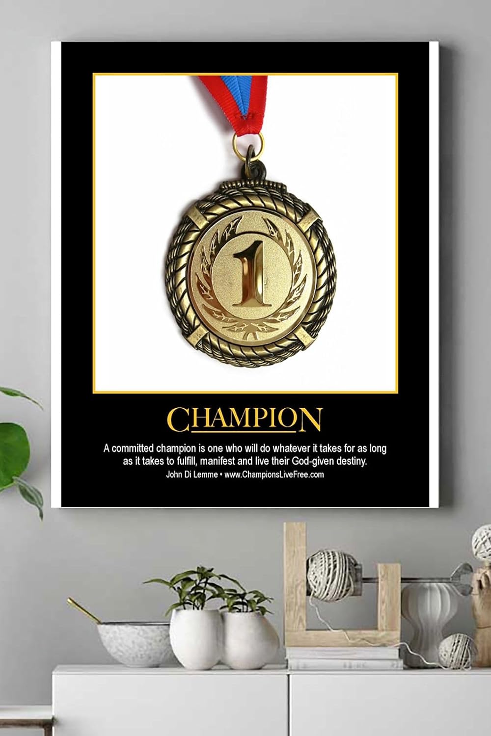 Postermanya (pster15555) Champion Motivasyon Kanvas Tablo 50 x 70