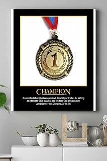 Postermanya (pster15555) Champion Motivasyon Kanvas Tablo 50 x 70