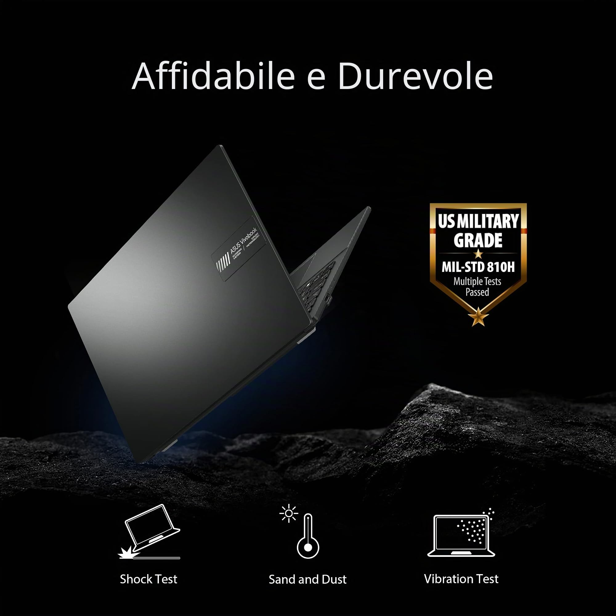 ASUS Vivobook Go - Computer portatile da 15,6", AMD Ryzen 3 7320U, 8 GB, 128 GB, Windows 11 Home in modalità S, colore nero misto, E1504FA-AS33
