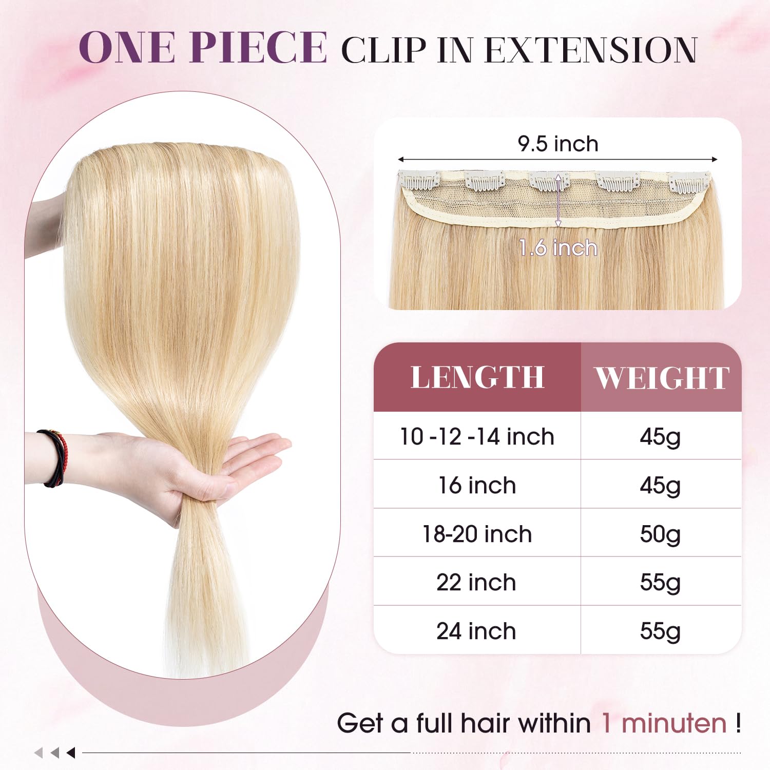 One Piece Clip In Extension-Pick your Color!! One Piece Clip In Hair Extensions | gee® main image 2