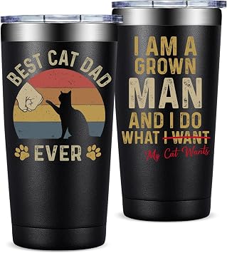 Fufandi Cat Dad Gifts - Best Dad Gift - Fathers Day, Birthday, Christmas Gift for Dads New First Time Dads - Tumbler Cup 20oz